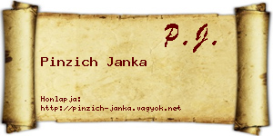 Pinzich Janka névjegykártya